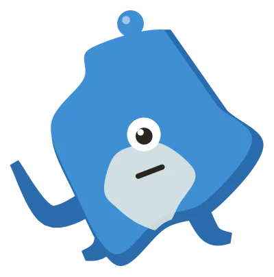 A slim blue Snip with a single eye, one bobble antenna, tentacle legs and a curling tail.