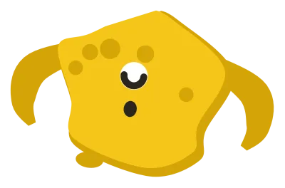 A yellow Snip with one closed eye, floppy ears and darker spots scattered across its back.