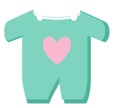 A pastel mint baby onesie with short sleeves, two buttons at the shoulder and a small heart.