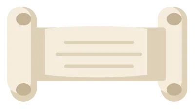 A parchment scroll banner with curled ends, open and ready for a title.
