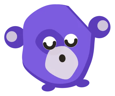 A purple Snip with round ears, a darker patch around one closed eye and a pale belly.